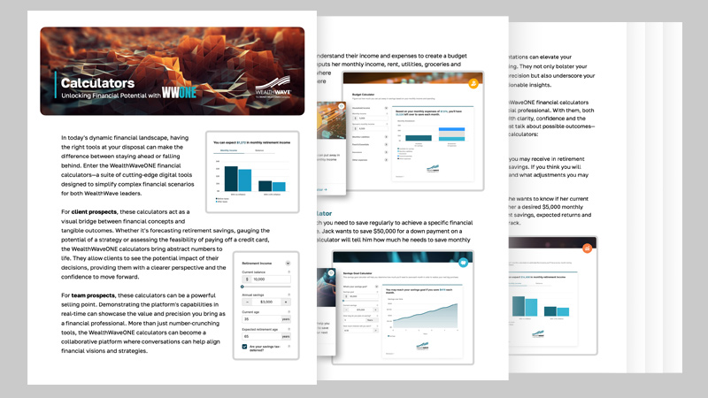 WealthWaveONE Calculators Overview Document